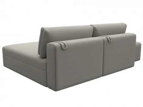 Диван угловой модульный с пуфом Лига-060 НПБ угол универсальный (ЛДСП,Брус,Фанера/Пластик/Рогожка/Бежевый) Лига Диванов 129698