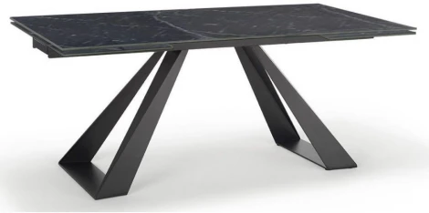 Стол FONDI 180 MARBLES NERO KL-116 Черный мрамор матовый, итальянская керамика/ черный каркас М-City