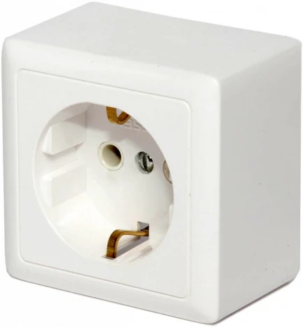 Розетка накладная с заземлением (белый) Systeme Electric HIT RA16-133-B