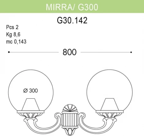 Настенный фонарь уличный Fumagalli Globe 300 G30.142.000.WXE27