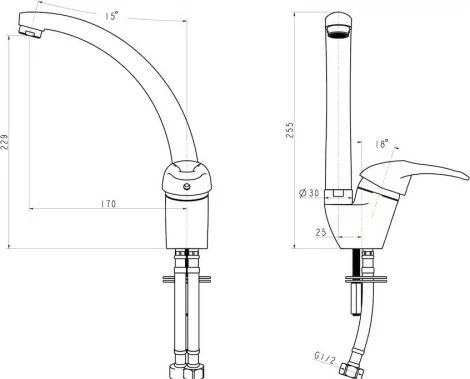 Смеситель Paulmark Holstein Ho212057-310 для кухонной мойки, серый