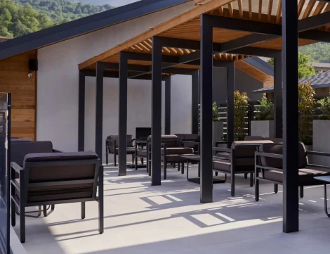 "Эстелья" кресло, каркас алюминий темно-серый (RAL7024) муар, ткань темно-серая 027 4SIS арт.УТ-00009506