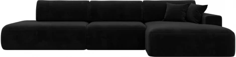 Диван угловой Лига-036 НПБ Модерн Лонг правый угол (Черный/Велюр) Лига Диванов арт.121431