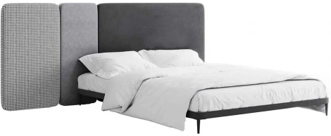Кровать Licata ОГОГО (арт.709376), (Ткань,Рогожка,Микрошенилл/Серый)