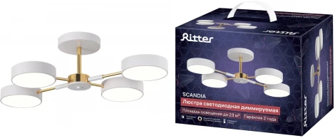 Потолочная люстра светодиодная на штанге с ДУ Ritter Scandia 51628 0