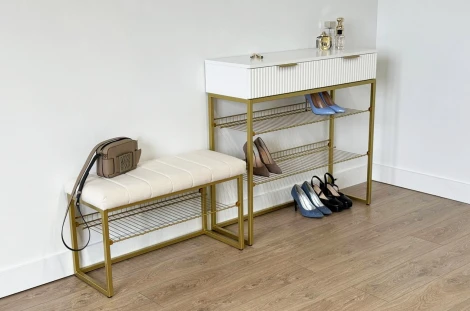 Обувница Классная 2 Mebelson (Металл,Ткань/Золотой,Кремовый) арт.172220,3329