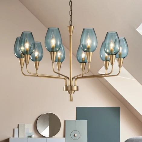 Подвесная дизайнерская люстра Viola 10 синий ImperiumLoft Viola01 (102199-26) (220V, на цепи)