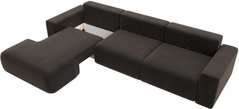 Диван угловой Лига-036 НПБ Классик Лонг левый угол (Коричневый/Велюр) Лига Диванов арт.121394L