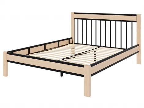 Кровать АГАТА 160, черный/натуральный Форвард Агата 102175