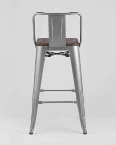 Стул полубарный Stool Group TOLIX WOOD со спинкой серебристый матовый УТ000000842