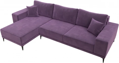 Диван угловой Льюес левый (Сиреневый/Микровельвет) Лига Диванов арт.122406L