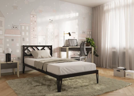 Кровать КМД 47 АЙРИС 900, черный Форвард 102362