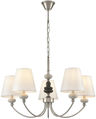 Подвесная люстра Lumion Kentuki 8283/5 никель/белый, металл/керамика/текстиль Е14 5*40W 220V (на цепи)
