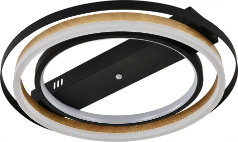 Потолочная люстра светодиодная Escada Lagom 10247/2LED 60Вт, с ПДУ, металл/акрил, чёрный/дерево (регулировка яркости, 220V, круглые)