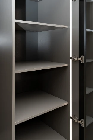 Шкаф Alto двухд с полками, цвет серый Кобальт, дверцы стекло(тонир) 100*57*228.5см Garda Decor арт.GD-10013-6(тонировка)