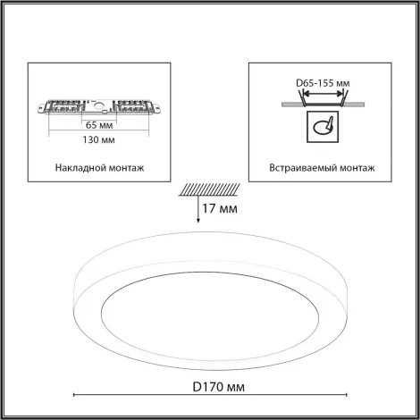 Потолочный светильник Sonex Nebula Black 7788/12L пластик/белый/черный LED 12Вт 3000/4000/6500К CCT/датчик движения