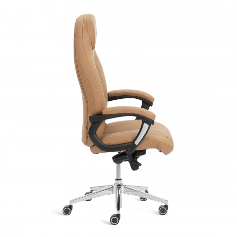 Кресло Босс Люкс/Boss Lux (26) хром экокожа LUX Classic 18-13, св.-коричневый Tetchair 25702