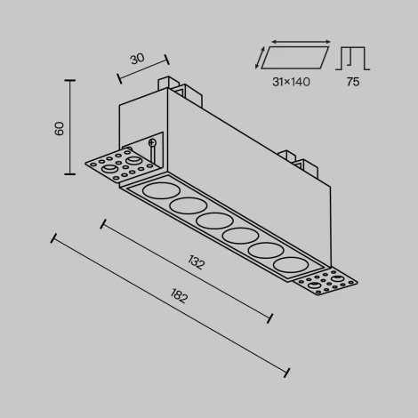 Встраиваемый линейный светильник под гипсокартон светодиодный Maytoni Points DL065-12W3-6K-TRS-B (220V)