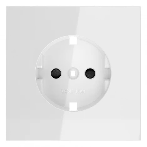 Накладка для розетки с заземлением и защитными шторками Voltum S70 VLS000701 (белый глянцевый)
