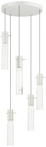 Подвесная люстра каскадная Odeon Light Scrow 5058/25LB PENDANT белый/прозрачный/металл/стекло LED 5*5W 3000K (220V, на проводе, круглые)