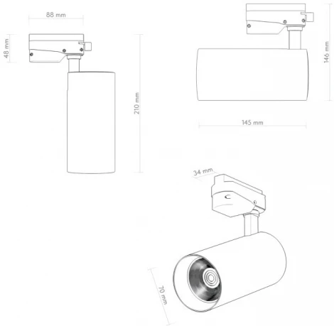 Трековый светильник однофазный 220V Denkirs Solid Koper DK6454-BK (LED)