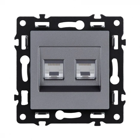 Розетка двойная Ethernet RJ45 серый Kollinger Asthetik AS-018GY