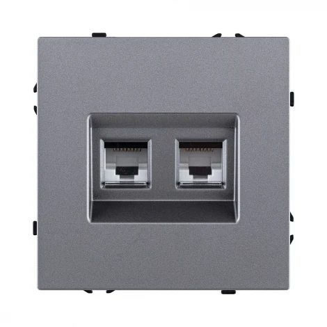 Розетка двойная Ethernet RJ45 серый Kollinger Eclipse EC-018GY