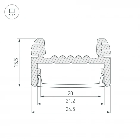 Профиль ARH-WIDE-H16-2000 ANOD (Алюминий) 018816 Arlight