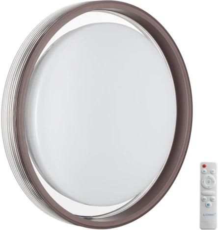 Настенно-потолочный светильник Sonex 7698/DL Meden пластик/кофе/прозрачный LED 48Вт 3000-6000K пульт ДУ (220V, круглые, IP43)