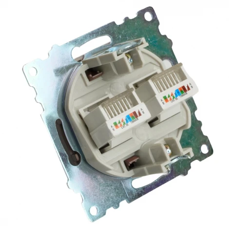 Розетка Ethernet RJ-45 двойная (шоколад) Stekker Катрин 50006