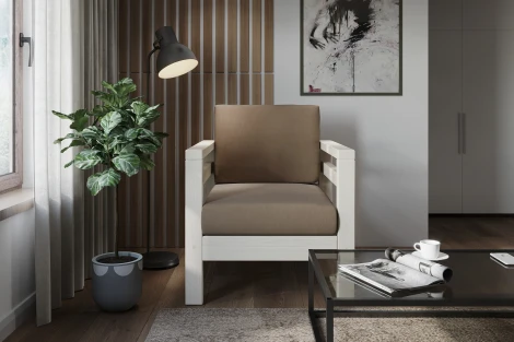 Кресло Arsko Домино беленый дуб велюр светло-коричневый