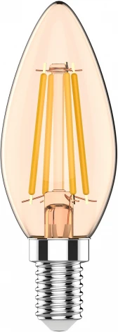 Лампочка светодиодная филаментная Gauss Filament 1037154 Свеча 3,8W 350lm 2400К Е14 golden LED