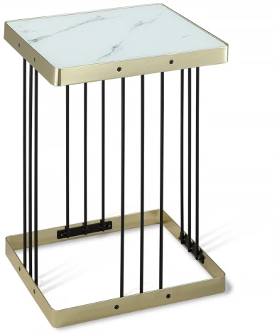 Столик журнальный SHT-CT16 светлый мрамор/латунь/черный Sheffilton 6509113802