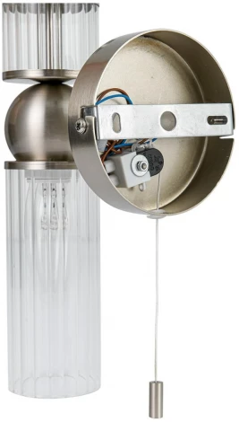 Бра с выключателем сонетка Lumion Denver 8277/1W сатин никель/прозрачный, металл/стекло Е14 1*40W 220V