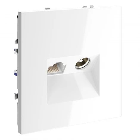 Розетка телевизионная встраиваемая TV+RJ45 Voltum S70 VLS060701 (белый глянцевый)