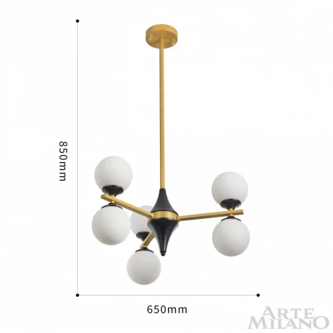 Потолочная люстра на штанге Arte Milano 271580/6 BK/GD (220V, шарики)