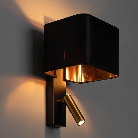 Бра с черным абажуром и выключателем с подсветкой для чтения Citilux Dekart CL704481