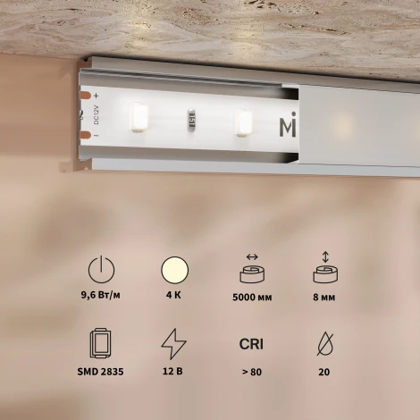 Светодиодная лента 12В 2835 9,6Вт/м 4000К 5м Maytoni 201169