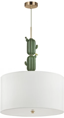 Подвесной светильник Odeon Light Cactus 5425/3 золотой/зеленый/белый/металл/керамика/ткань E27 3*60W (220V, на проводе, круглые)
