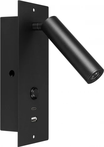 Светильник спот для чтения SP-BED-CHARGE-BUILT-S80x230-3W Warm3000 (BK, 20 deg, 230V, USB-A, USB-C) (Arlight, IP20 Металл) 046880
