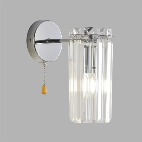 Бра с хрустальными подвесками и выключателем Lumion Favla 8348/1W хром/прозрачный, металл/хрусталь E14 1*40W 220V