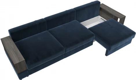 Диван прямой с 2 полками Лига-055 НПБ Лонг Лига Диванов (Велюр) арт.129083