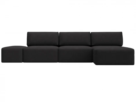 Диван угловой модульный с пуфом Лига-060 НПБ Лонг угол универсальный (ЛДСП,Брус,Фанера/Пластик/Замша/Коричневый) Лига Диванов 129523