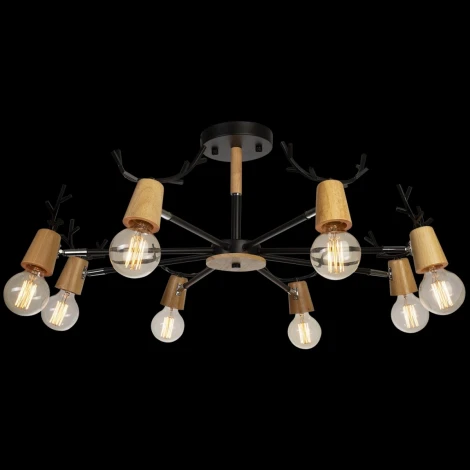 Потолочная люстра на штанге Loft IT Sven 10024/8 Black (220V, рога)