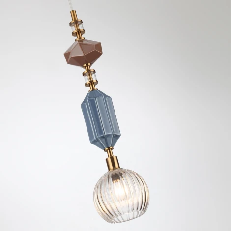 Подвесной светильник Odeon Light Terra 5414/1D античная бронза/синий/коричнев/стекло/керамика E14 1*40W (220V, на проводе, круглые)