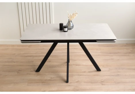 Керамический стол Вилли 140(200)х80 carmen light grey / черный 625828