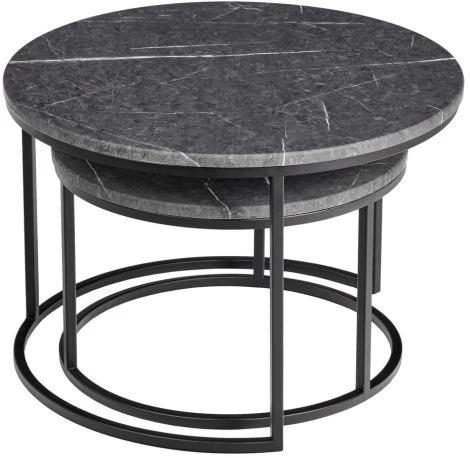 Набор кофейных столиков Tango серый мрамор с чёрными ножками, 2шт Bradex Home RF 0206