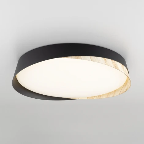 Потолочный светильник RGB круглый Citilux Bonny CL754351G Черный+Клен LED с пультом (220V, круглые)