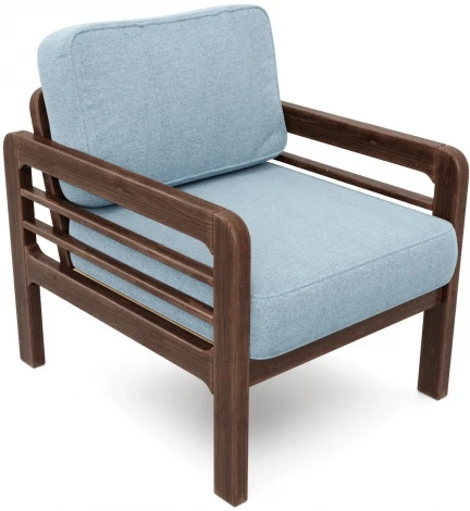 Кресло Arsko Бергер орех рогожка голубая