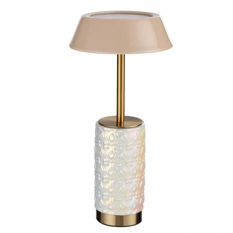 Настольная лампа беспроводная Odeon Light Lulu 5454/8TLA светлая бронза/бежевый/жемчужный/металл/керамика LED*8W 3000K